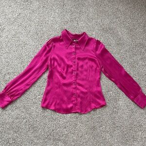 Boden Vibrant Pink Satin Button Down Shirt